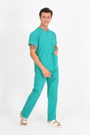 Erkek Doktor Hemşire Öğrenci Forma TakımıTERRY COTTON YEŞİL Likrasız