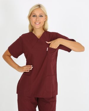 Kadın Doktor Hemşire Öğrenci Forma  BORDO TakımıTERRY COTTON Likrasız