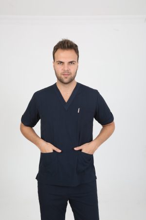 LACİVERT Erkek Doktor Hemşire Öğrenci Forma Takımı ALPAKA LİKRALI